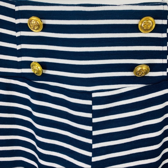 DNA Couture/ High-Waist Blue White Striped Short - Picture 2 of 6